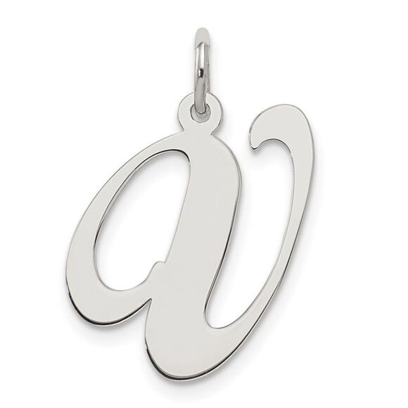 Sterling Silver, Ella Collection, LG Fancy Script Initial V Pendant - Picture 1 of 5